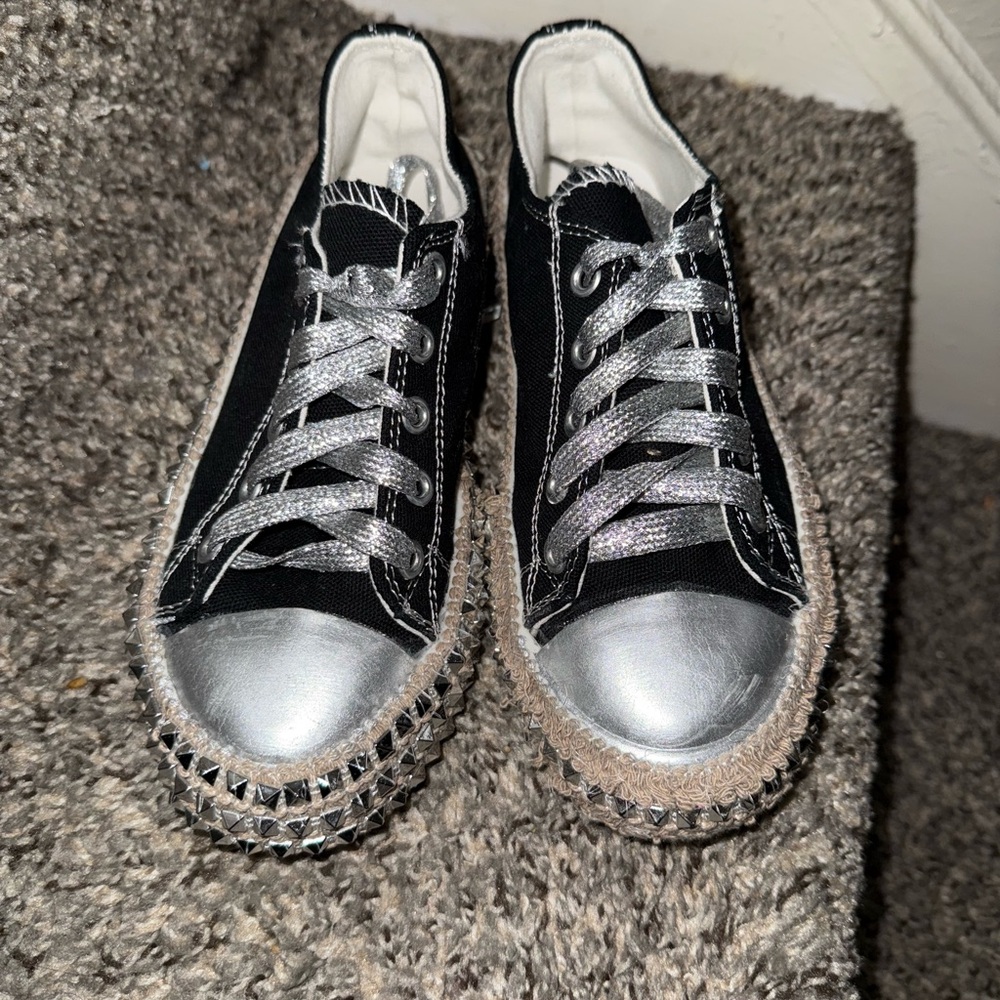 Stylish Black and Silver Women's Sneakers